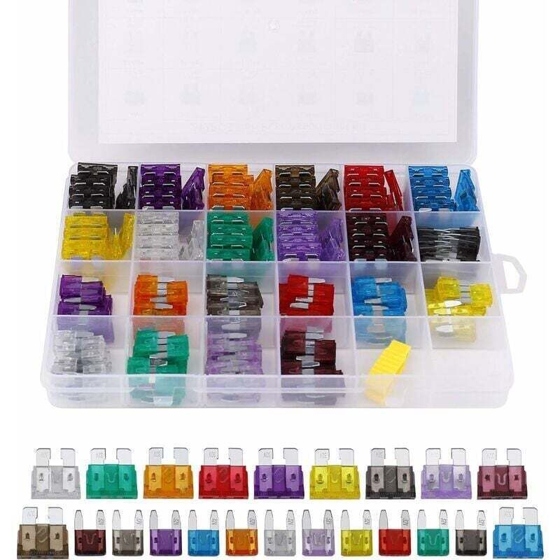 Car Fuse Auto Mini Fuses Assorted Kit 2A 3A 5A 7.5A 10A 15A 20A 25A 30A 35A 40A with Clip Storage Box 242 V1188-YG516-06684-2