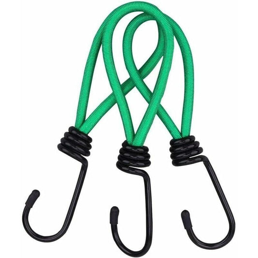 Rubber Straps with Hooks 16 Pieces Green, for Camping Tents, Tarpaulins, and Awnings V1188-YG516-07308-1