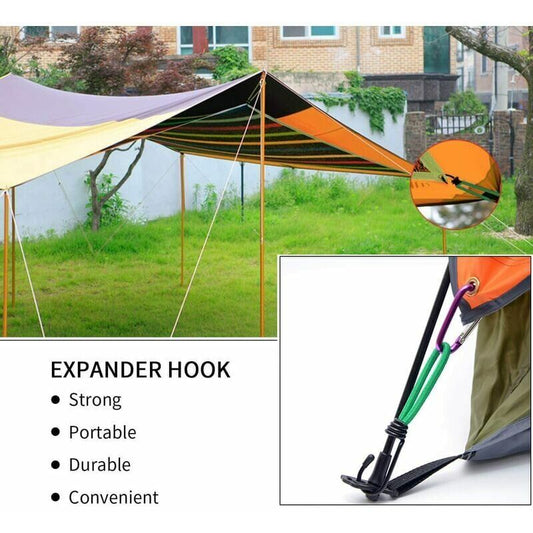 Rubber Straps with Hooks 16 Pieces Green, for Camping Tents, Tarpaulins, and Awnings V1188-YG516-07308-1