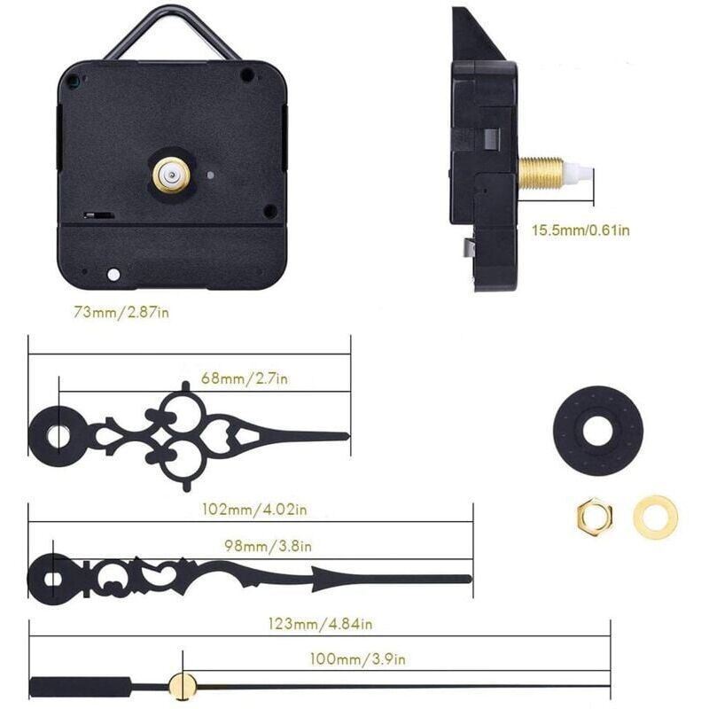 Quartz DIY Wall Clock Movement Mechanism Battery Operated DIY Repair Parts V1188-YG516-07532-1