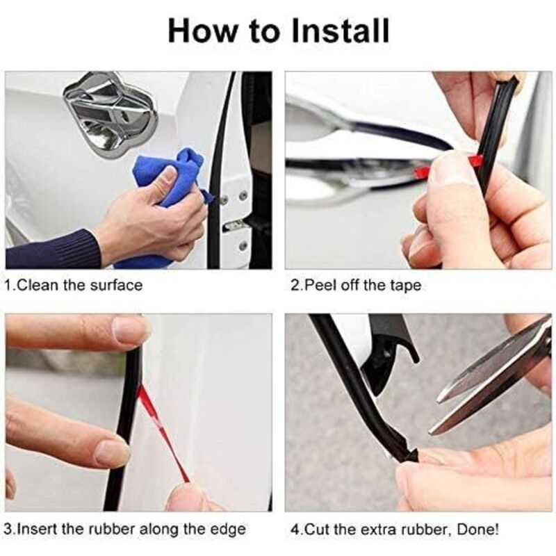 Car Door Edge Protector Rubber Strip Anti-Scratch, 5M Car Door Protector Compatible with Most Vehicles V1188-YG516-10155-1