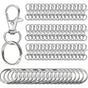 Small Stainless Steel Keychains, 100pcs Carabiner Keychains, DIY, DIY Ring, Button Lock, (Silver) V1188-YGAM51-00014-1
