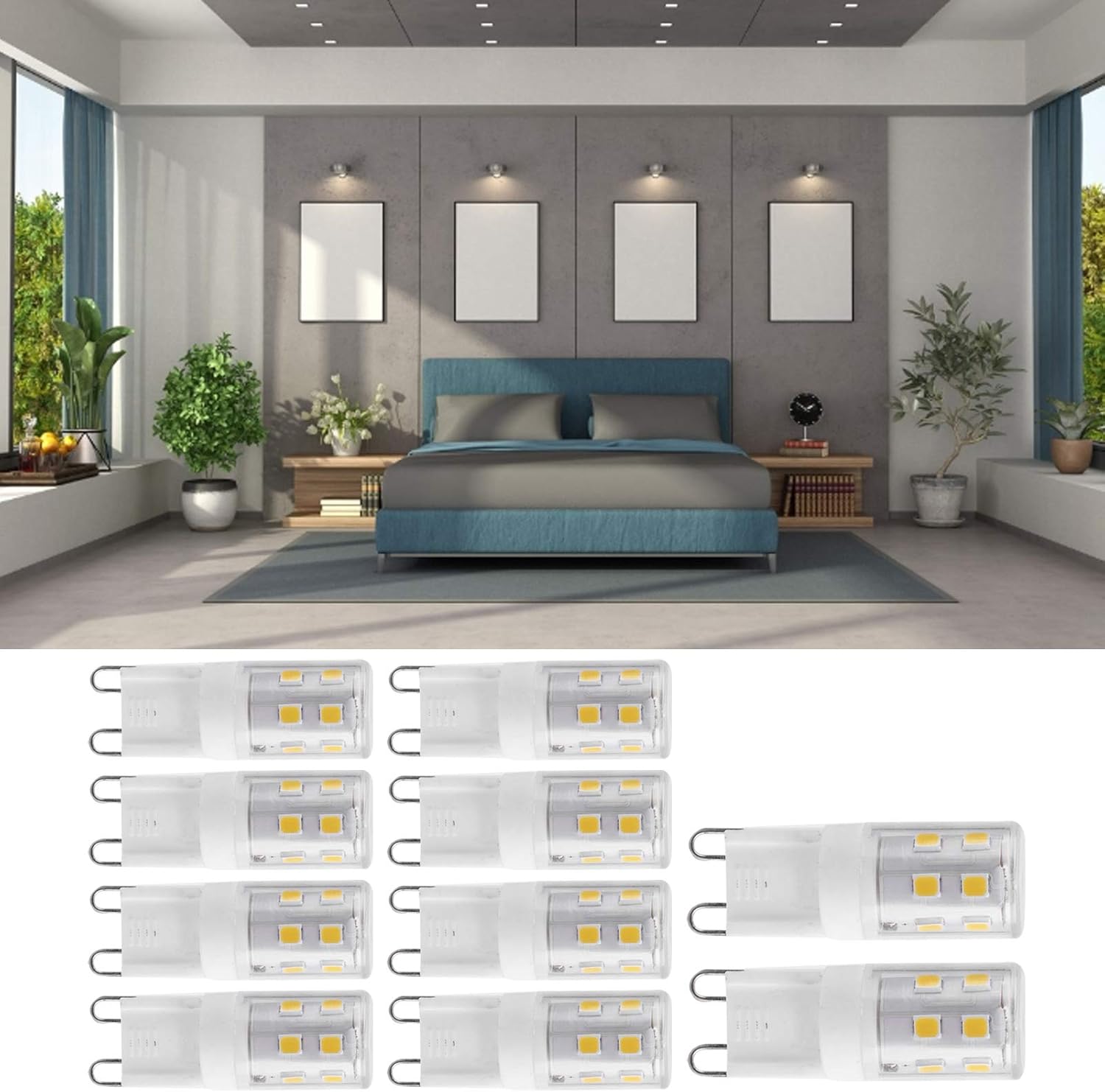 G9 LED Bulbs 2W 16-LED Mini Light Bulbs, Dimmable, Energy Saving Equivalent 30W Halogen, 10pcs, Ceramic Base, V1188-YGM-00455-1