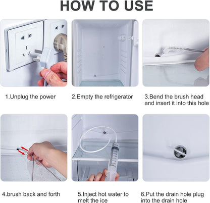 8pcs Refrigerator Drain Hole Cleaning Set Compatible with Refrigerators V1188-YI05-938-1