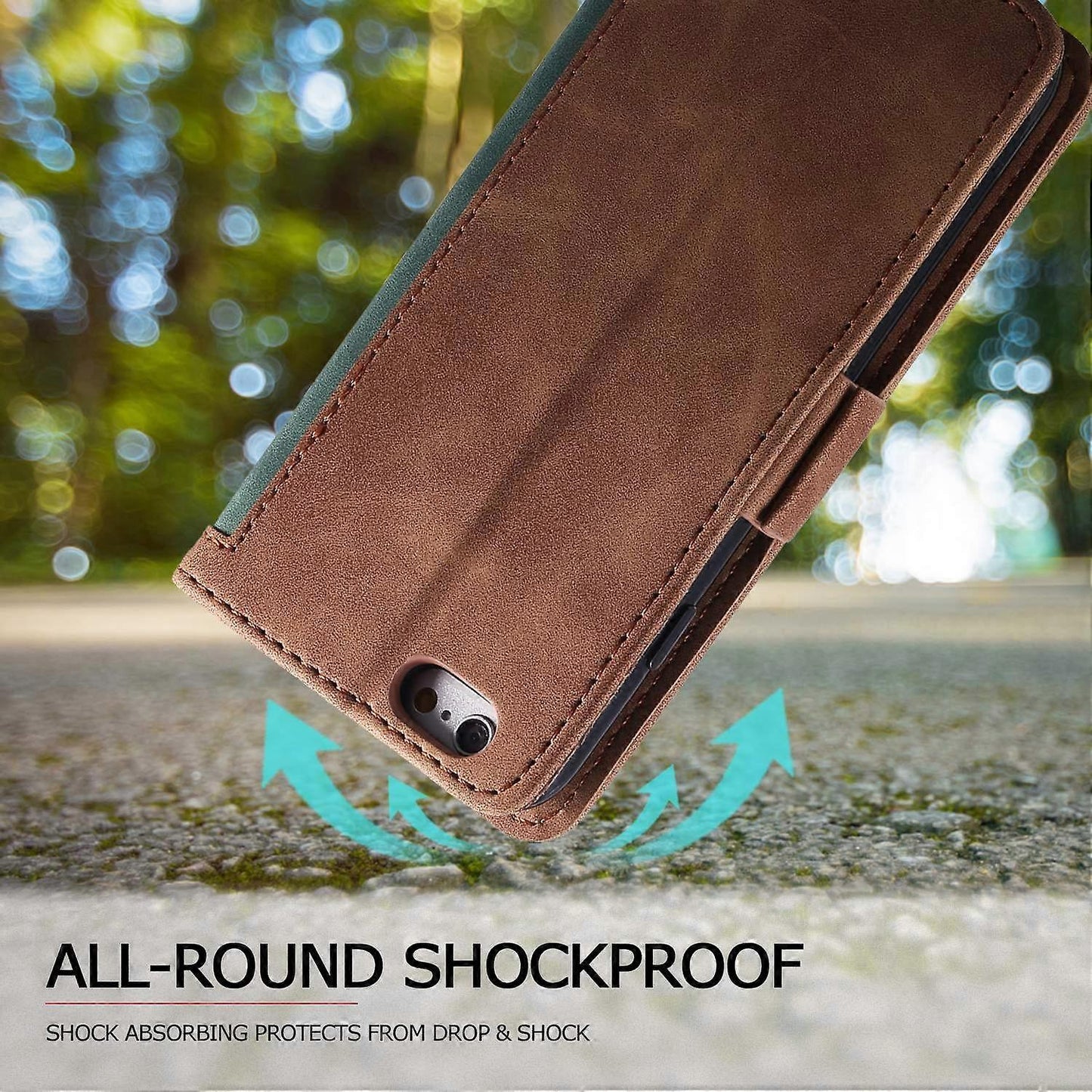 iPhone 16e Case with RFID Blocking Wallet and Stand, Leather Phone Case, Multicolor Green V1188-YO101-02621-4