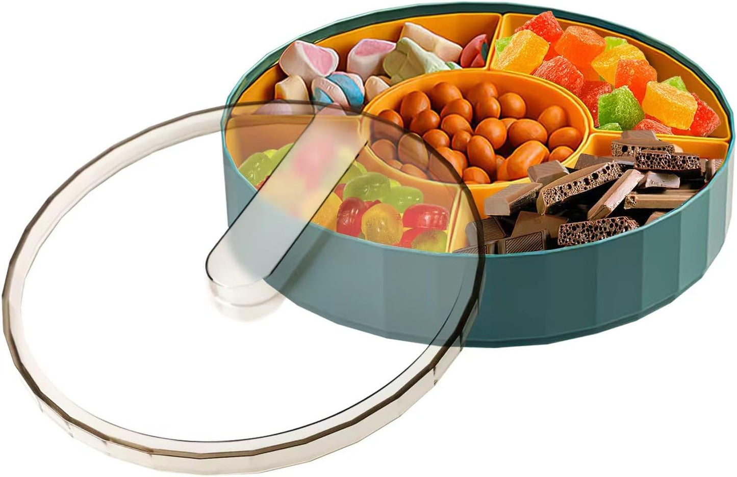 Compatible with Oral-B Plastic Snacks Bowl with Lid Flat Storage Box Candy Tray for Nuts Cookies Candy 3 V1188-YO101-05460-1