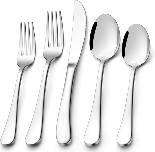 Heavy Duty Silverware Set for 8, 40-Piece Stainless Steel Flatware Cutlery Set, Thick Metal Eating Utensils V1188-YT-A-1239