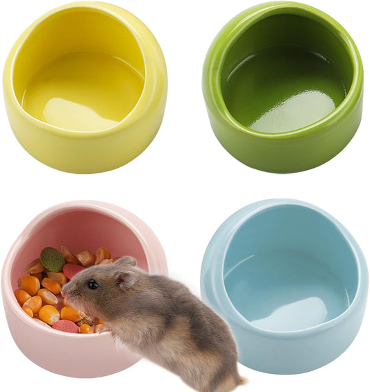 4 Pack Small Hamster Food Bowl Ceramic Guinea Pig Food Dish No Spill Hamster Food and Water Bowl Small Animal V1188-YT-A-1252