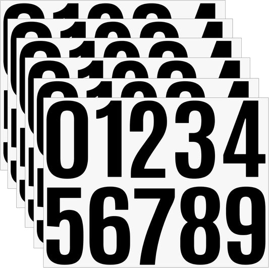 4 Inch Large Vinyl Number Stickers - 6 Sheets Mailbox Address Numbers for House - Self Adhesive 1-10 for V1188-YT-A-1257