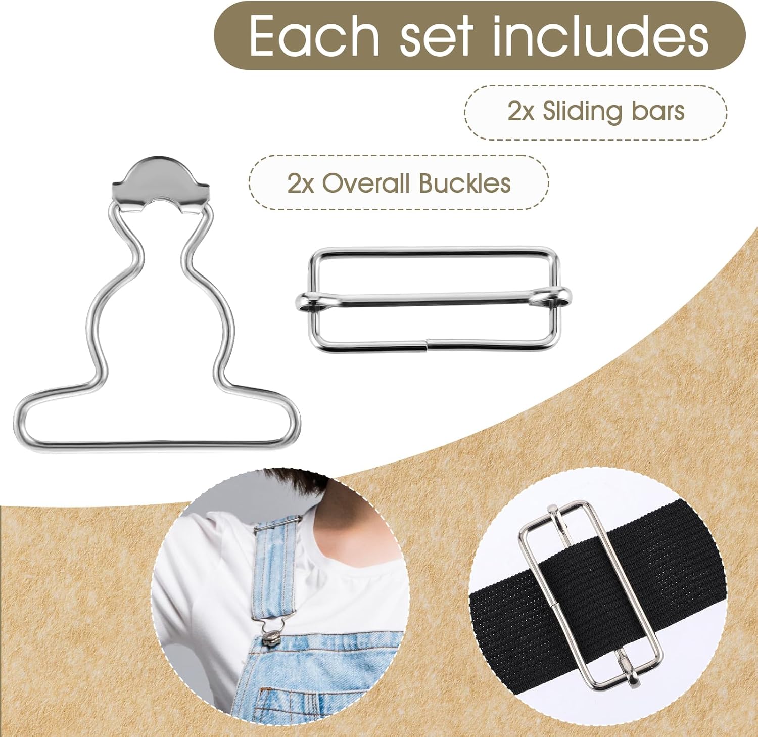 2PCS Jean Overalls Overall Buckles Adjustable Bib Clips No-Sew Button for Overall Bib Pants overalls Jeans V1188-YT-A-1390
