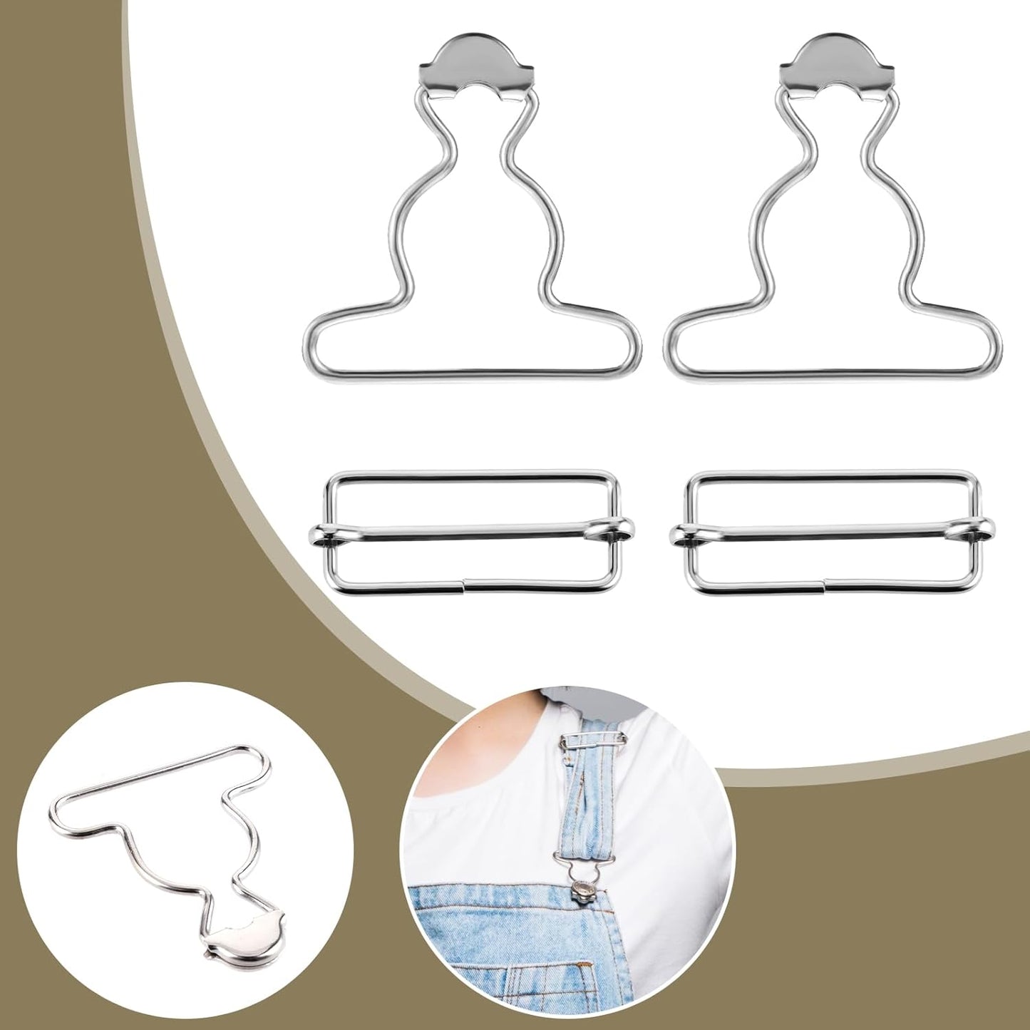 2PCS Jean Overalls Overall Buckles Adjustable Bib Clips No-Sew Button for Overall Bib Pants overalls Jeans V1188-YT-A-1390