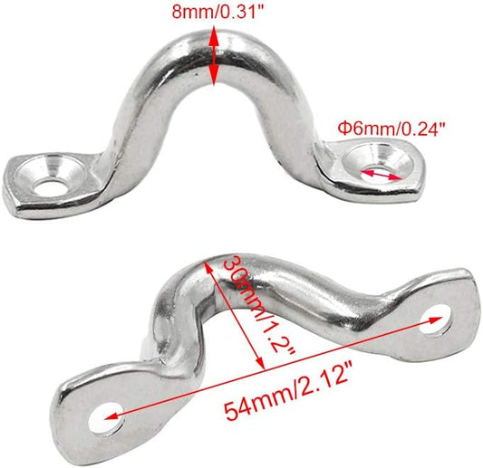 10Pcs M8 316 Stainless Steel Bimini Boat Top PAD Eye, Eye Straps, Tie Down, Kayak Deck Loops, Tie Down Anchor V1188-YT-A-149