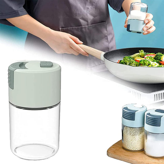 Metering Salt Shaker, Glass Metered Salt Dispenser, Press Type Quantitative Salt Glass Seasoning Bottle, Can V1188-YT-A-1543