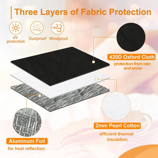 Air Conditioner Covers for Window Units - 3 Layers Insulation Outside AC Cover with Elastic Drawstring Metal V1188-YT-A-3