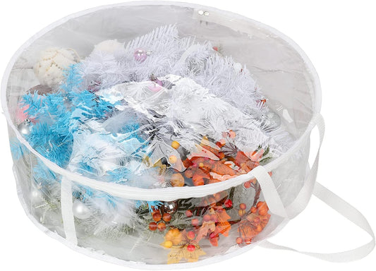 2Pcs Christmas Wreath Storage Container 20 Inch Clear Wreath Storage Bags Round Durable Wreath Bags Clear V1188-YT-A-314