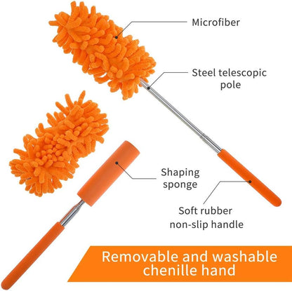 Washable Dusters for Cleaning, Phoenixes Feather Duster Extendable Dusting Wand 11"-30", Wet or Dry Use (5 V1188-YT-A-557