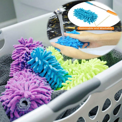 Washable Dusters for Cleaning, Phoenixes Feather Duster Extendable Dusting Wand 11"-30", Wet or Dry Use (5 V1188-YT-A-557