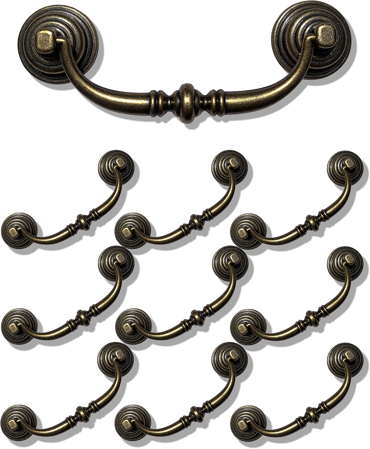 10 Pack 4.25"Hole Center Shabby Chic Drawer Pulls Handles Antique Bronze Kitchen Cabinet Drop Bail Pulls V1188-YT-A-884