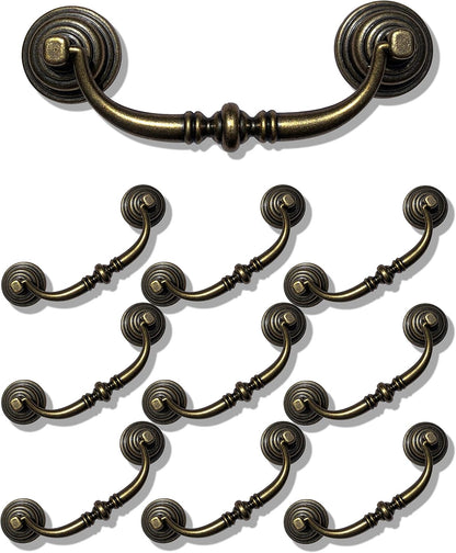 10 Pack 4.25"Hole Center Shabby Chic Drawer Pulls Handles Antique Bronze Kitchen Cabinet Drop Bail Pulls V1188-YT-A-884