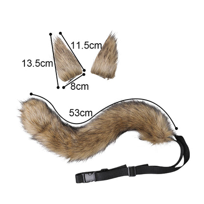 Faux Fur Cat Fox Wolf Fluffy Tail and Ears for Halloween V1188-YU-99-1401-1