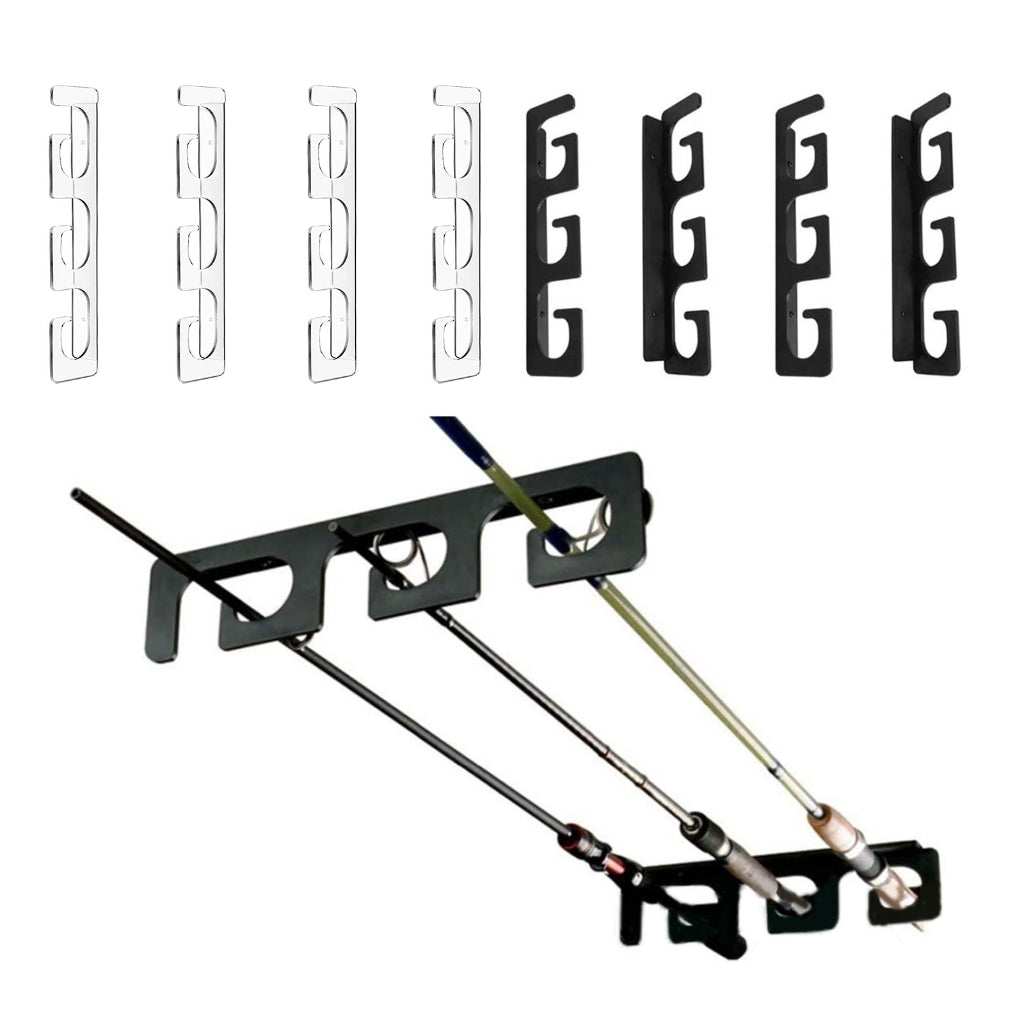 Fishing Rod Holders for Wall and Ceiling, Set of 6, 0.46 Size, Black, Garage Storage V1188-YU-99-1854-1