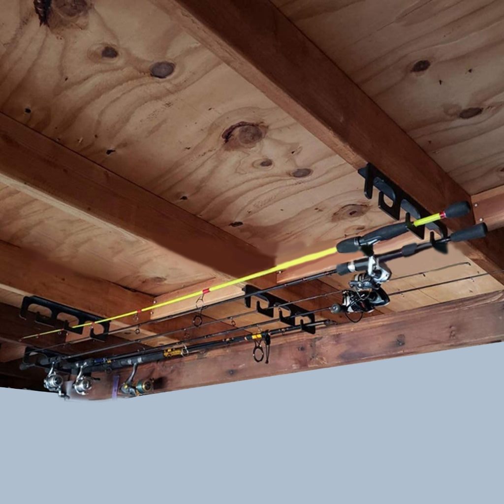 Fishing Rod Holders for Wall and Ceiling, Set of 6, 0.46 Size, Black, Garage Storage V1188-YU-99-1854-1