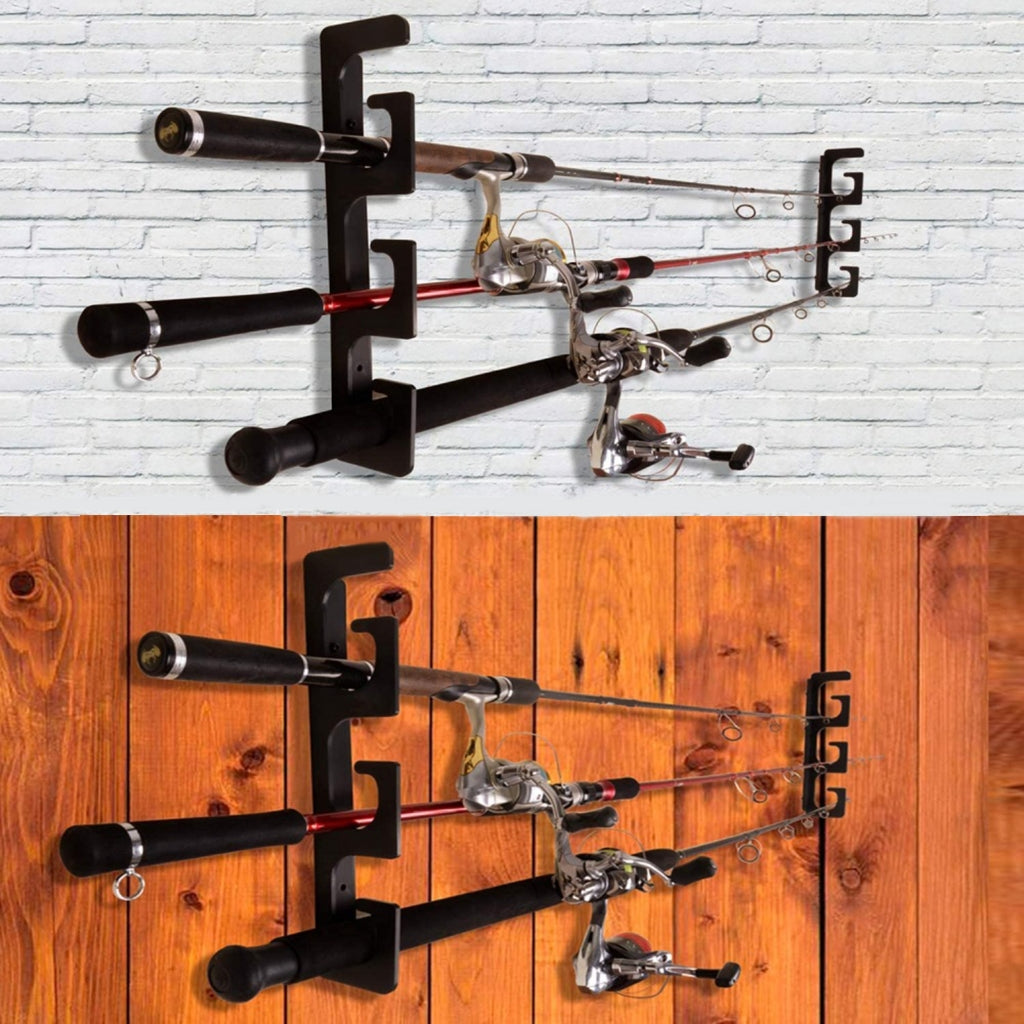 Fishing Rod Holders for Wall and Ceiling, Set of 6, 0.46 Size, Black, Garage Storage V1188-YU-99-1854-1