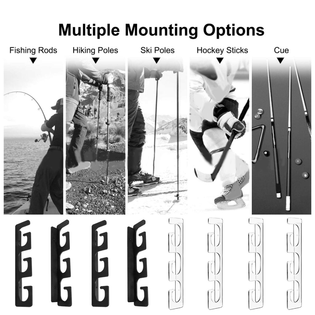 Fishing Rod Holders for Wall and Ceiling, Set of 6, 0.46 Size, Black, Garage Storage V1188-YU-99-1854-1