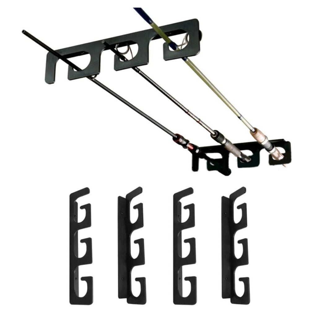 Fishing Rod Holders for Wall and Ceiling, Set of 6, 0.46 Size, Black, Garage Storage V1188-YU-99-1854-1