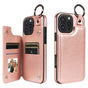 Compatible with Apple iPhone 16 Pro Max Case with Ring and Card Holder, PU Leather, Rose Gold Pink, Skalo V1188-YU108-05743-1