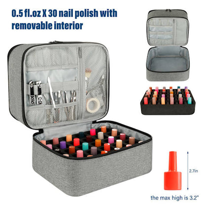 Nail Polish Storage Case with UV Light Gray Professional Organizer for Nail Kits V1188-YU108A-0008569-1