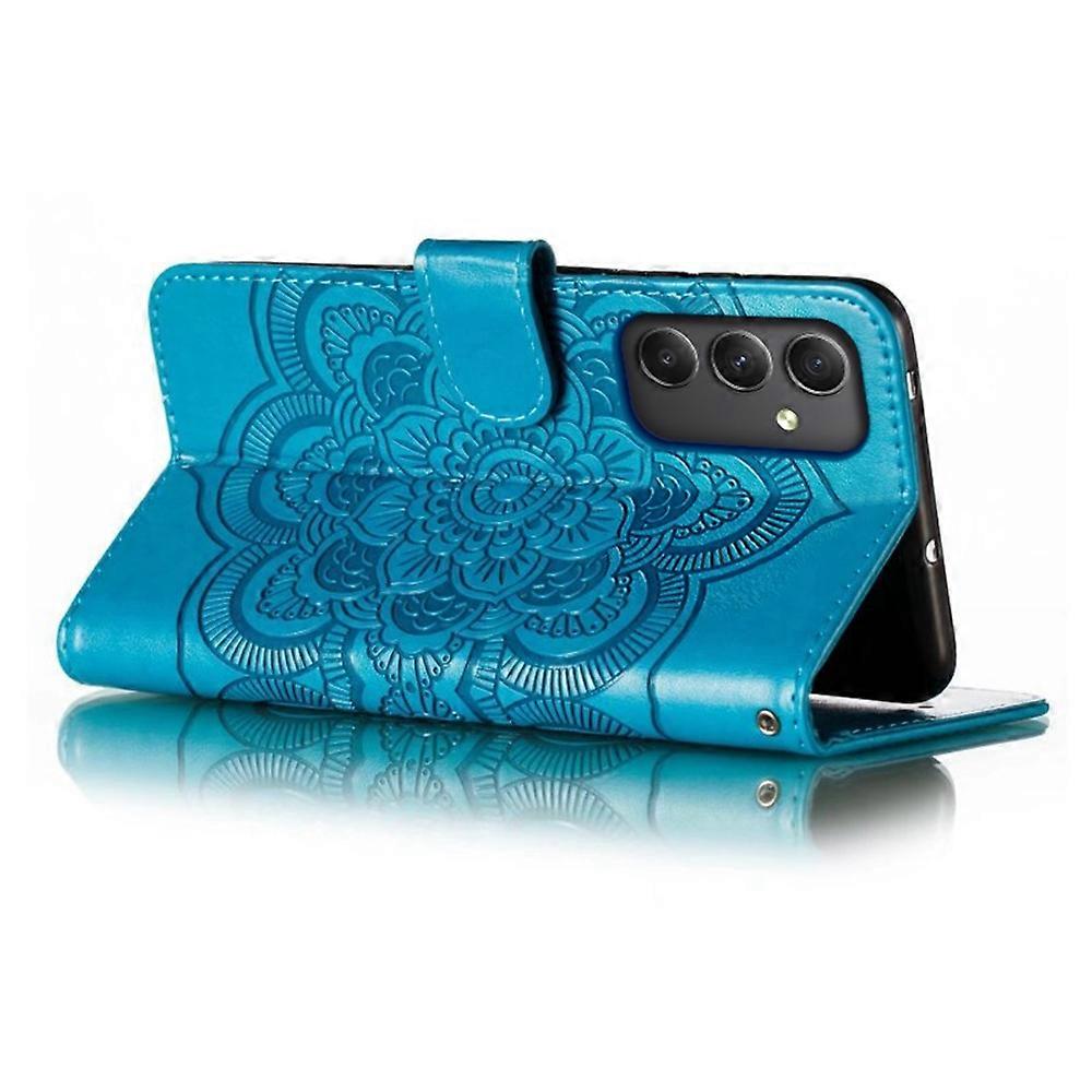 Compatible with Samsung Galaxy A56 5G Case with Multicolor Mandala Embossed PU Leather Wallet Cover - Blue V1188-YU108A-0011763-1