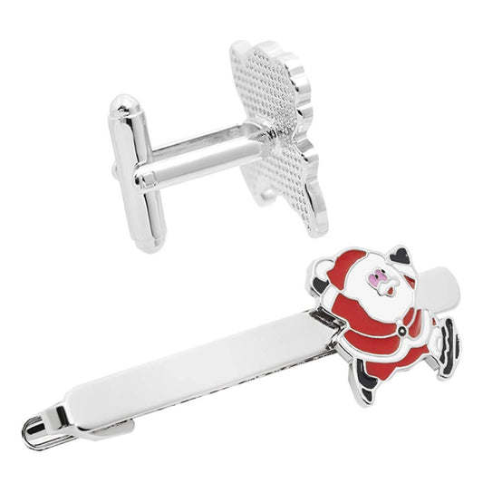Christmas Tie Clip 2 pcs, Stylish Santa Tie Clip, Compatible with Christmas Wedding Winter Accessories, Bar V1188-YU108C-00920-1