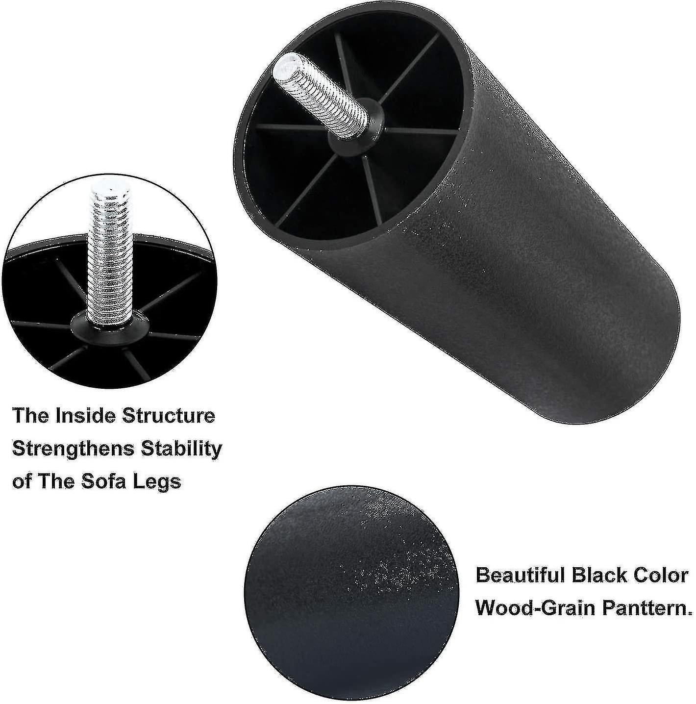 Sofa Replacement Legs 4-Pack Plastic Furniture Legs with Mounting Plates, Compatible with yux Model V1188-YU108C-01713-1