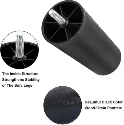 Sofa Replacement Legs 4-Pack Plastic Furniture Legs with Mounting Plates, Compatible with yux Model V1188-YU108C-01713-1