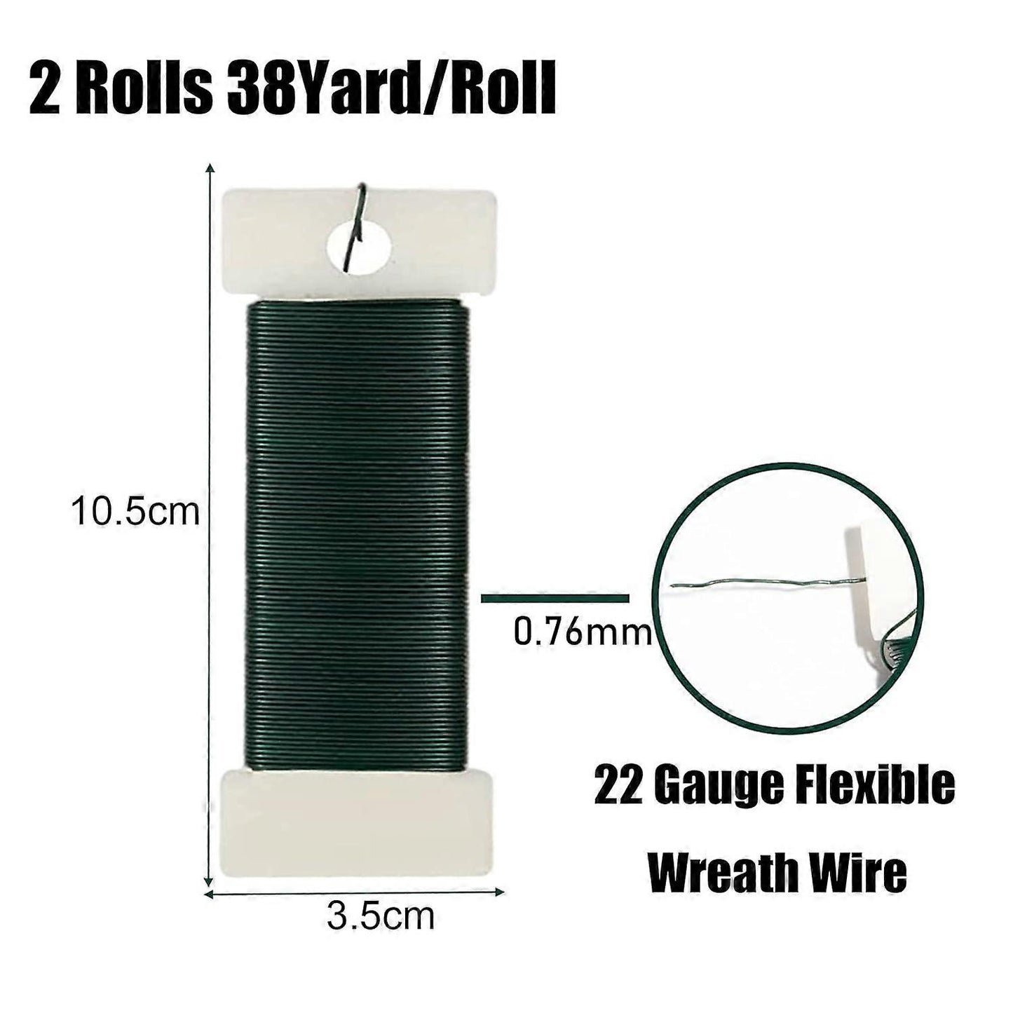 Green Floral Wire for Wreath Tying, 2 Rolls V1188-YU108C-02161-1