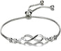 925 Sterling Silver Infinity Love Heart Bracelet with Cubic Zirconia Adjustable for Women V1188-YU108C-05685-1
