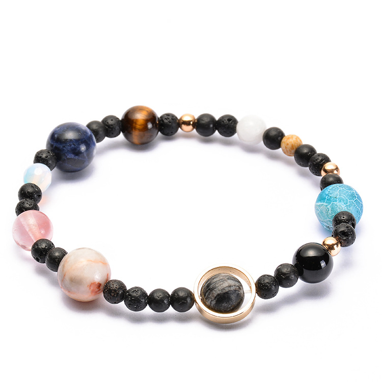 Solar System Bracelet with Nine Planets and Natural Stone Beads for Men and Women V1188-YU108C-07100-2