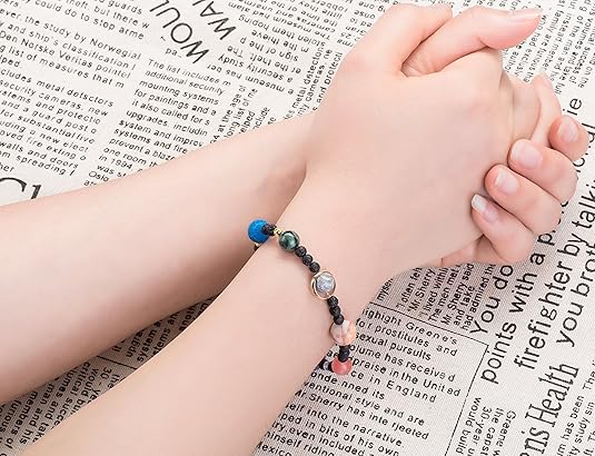 Solar System Bracelet with Nine Planets and Natural Stone Beads for Men and Women V1188-YU108C-07100-2