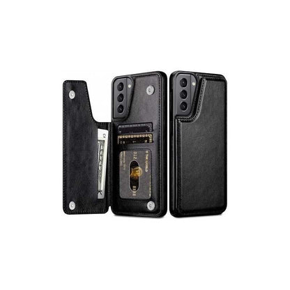 Compatible with Samsung Galaxy S22 Case Samsung Shockproof Card Holder 3-Compartment Flip Cover Black V1188-YU108E-00102-1