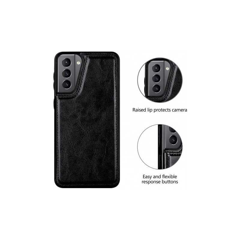 Compatible with Samsung Galaxy S22 Case Samsung Shockproof Card Holder 3-Compartment Flip Cover Black V1188-YU108E-00102-1