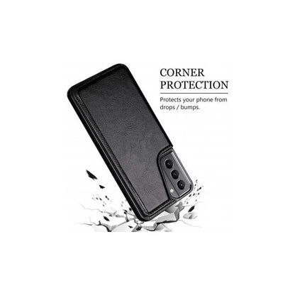 Compatible with Samsung Galaxy S22 Case Samsung Shockproof Card Holder 3-Compartment Flip Cover Black V1188-YU108E-00102-1