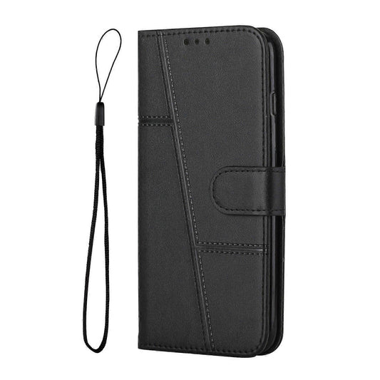 Stitched Calfskin Case for Redmi 14C 4G (FMY) Black_yux Black V1188-YUC108-10843-2