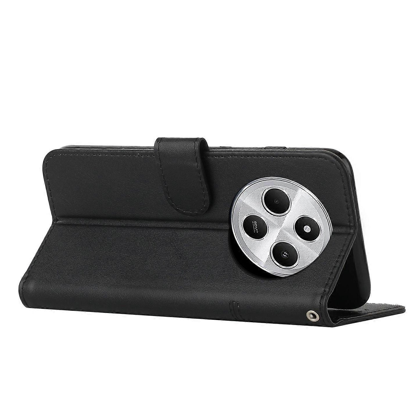 Stitched Calfskin Case for Redmi 14C 4G (FMY) Black_yux Black V1188-YUC108-10843-2