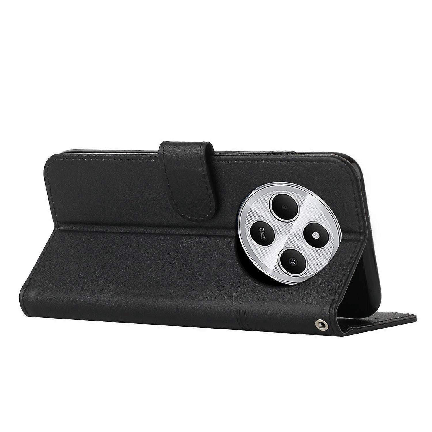 Stitched Calfskin Case for Redmi 14C 4G (FMY) Black_yux Black V1188-YUC108-10843-2