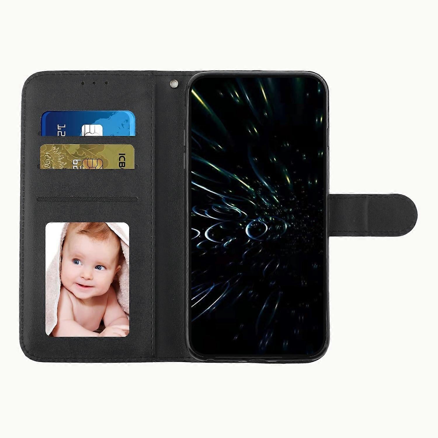 Stitched Calfskin Case for Redmi 14C 4G (FMY) Black_yux Black V1188-YUC108-10843-2