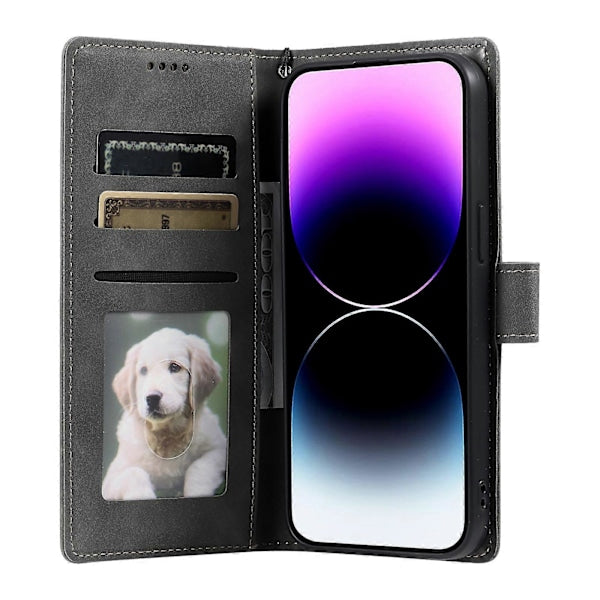 Compatible with iPhone 14 Pro Case Leather Wallet Embossed Totem Skin Feel Phone Cover V1188-YUC108-12348-1
