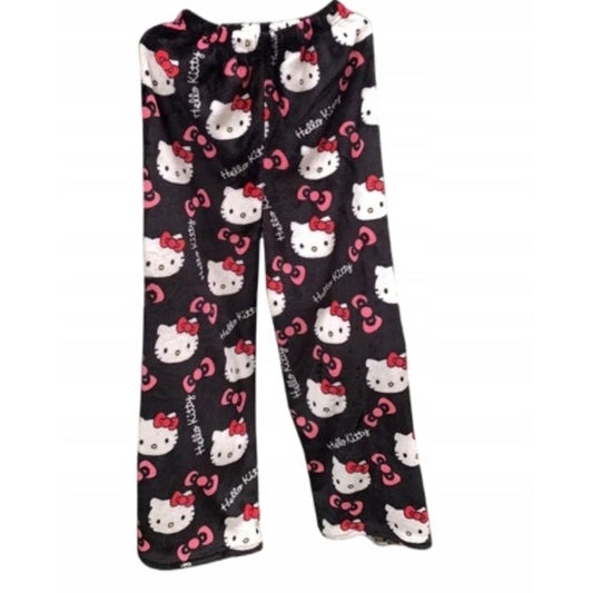 HelloKitty Flannel Pajamas for Women, Plush Thick Insulation, Compatible with HelloKitty, Black Pink, Size M V1188-YUC108-14037-3