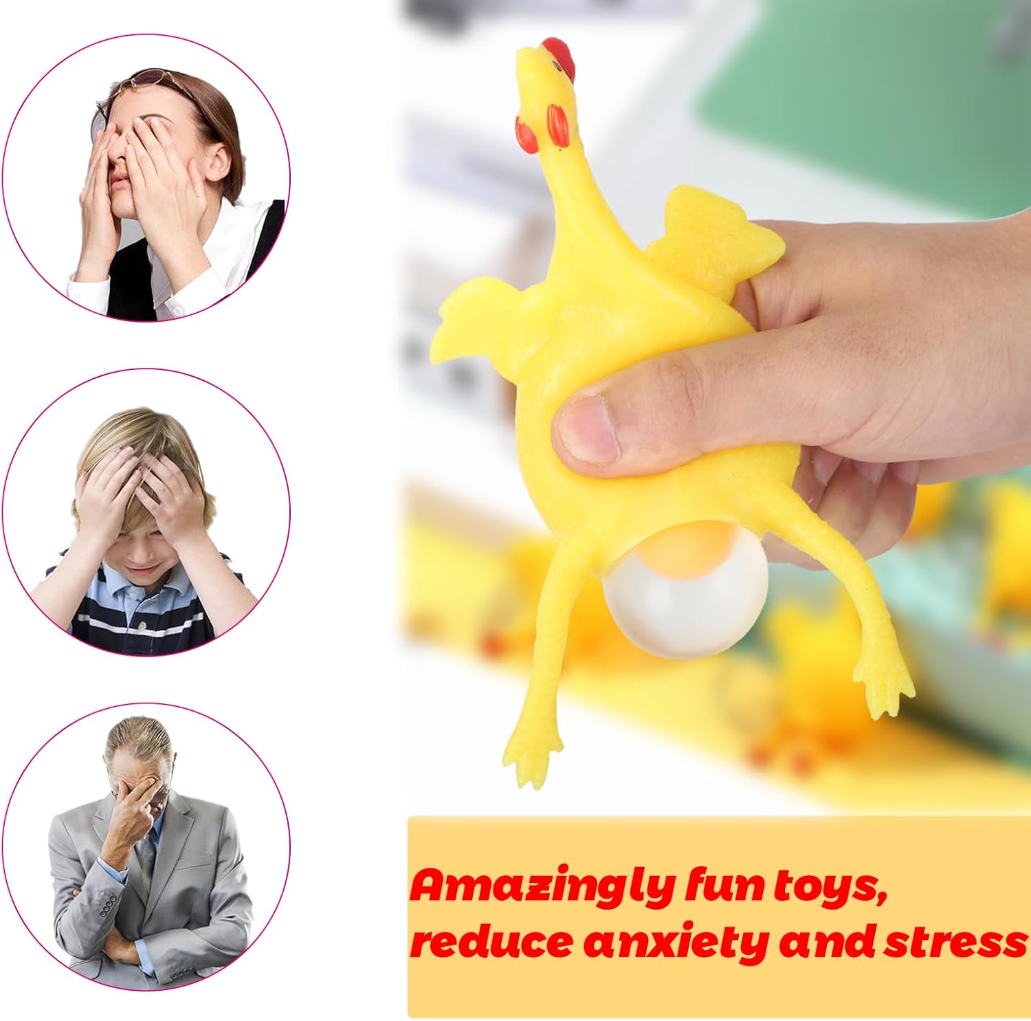 Stress Relief Squeeze Toy Laying Hen Ventilation Chicken Keychain, Trick Yux Compatible V1188-YUC108-14757-1
