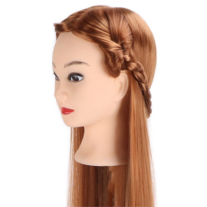 Hairdressing Mannequin Head Light Brown Hair Braid Styling Training Doll Head (with Makeup) V1188-YUF-21428-1
